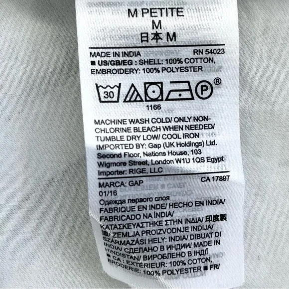 GAP 100% Cotton White and Pink Relaxed Blouse with Mandarin Collar - Picture 5 of 6